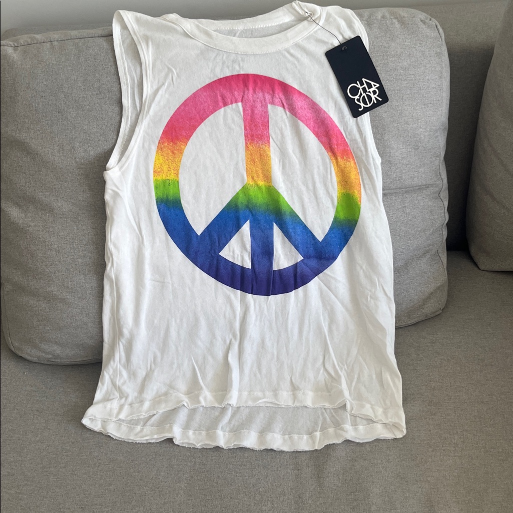 Brand New Designer Ch Sor Tank Too Rainbow Peace Sign